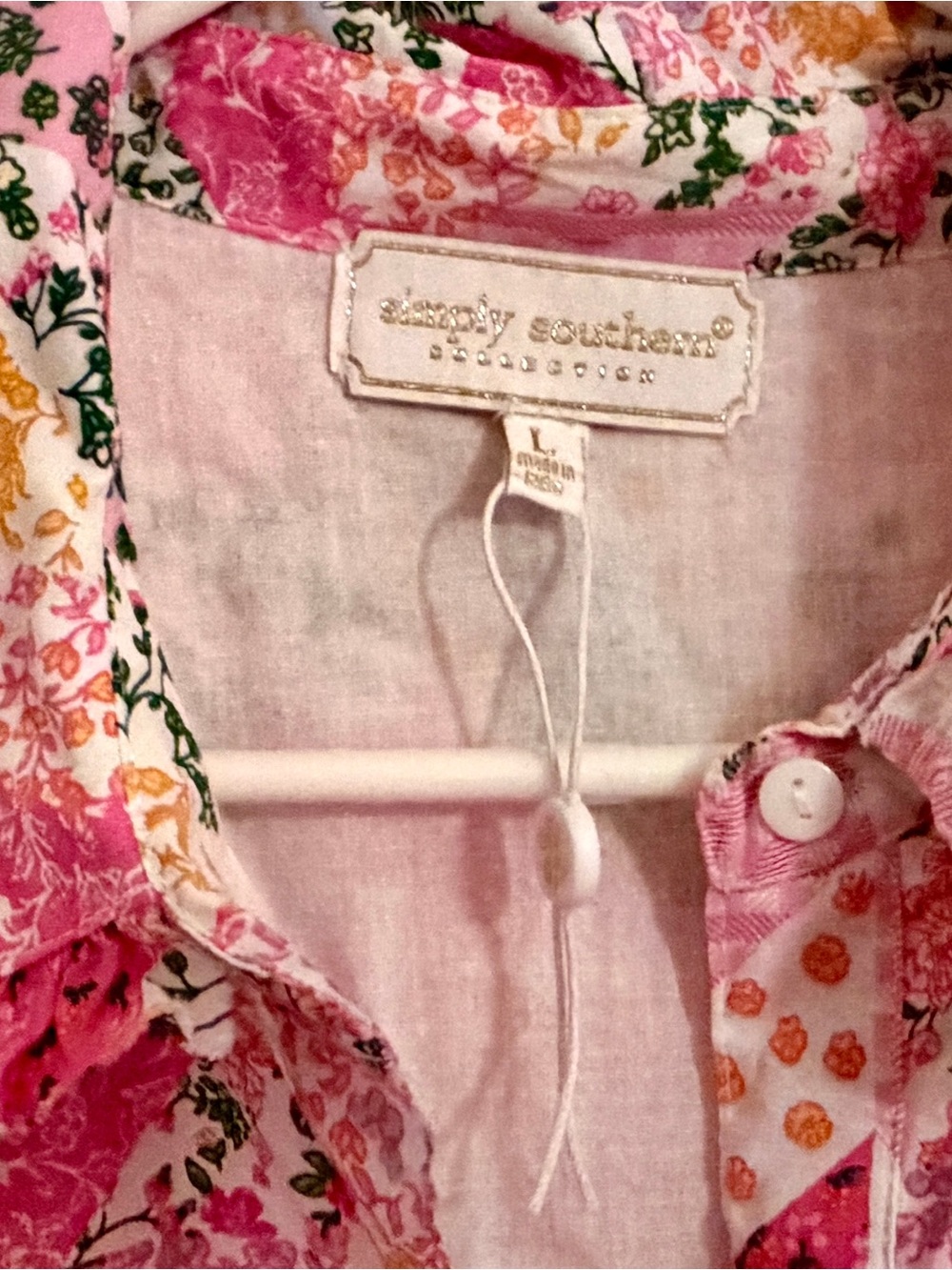 Simply Southern Pink Floral Tiered Long Sleeve Dress - Picture 3 of 5